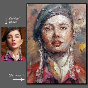 Cadeau d'anniversaire Portrait personnalisé de la photo, de la photo à l'impression, peinture à l'huile, 100 % peint à la main sur toile, cadeau personnalisé pour petit ami