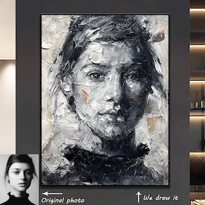 Peinture de portrait personnalisée de la photo, de la photo à l'art du portrait, peinture à l'huile peinte à la main, cadeau personnalisé pour fille d'art cool sur commande
