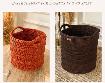 Crochet Clothes Hamper Pattern PDF Bedroom Laundry Organizer Blanket Holder Rope Weave Basket Making