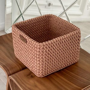 Crochet Square Basket Pattern Woven Storage Organizer Home Decor PDF Tutorial Rope Basket Weaving
