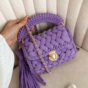 Crochet Pattern Bag T-shirt Yarn Bag Pattern Crochet Luxury Purse Pattern Idea Crochet Chunky Bag Pattern Luxury Bag Crochet Purse Tutorial