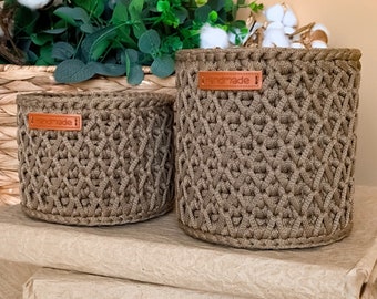 Crochet Pattern Round Basket Rope Woven for Storage Video Tutorial PDF Patterns Crocheting