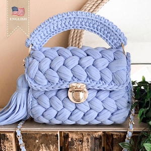 Crochet Pattern Bag Tshirt Yarn Purse Pattern Tutorial Crochet Marshmallow Bag Pattern Beginner Luxury Crochet Bag Pattern T shirt Yarn Bag