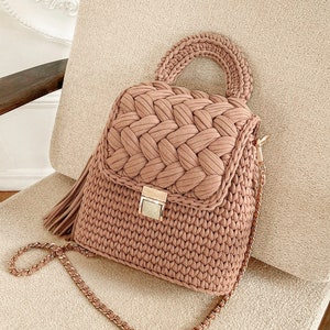 Crochet Pattern Bag Crochet Marshmallow Bag Pattern Crochet Tshirt yarn Pattern Bag Making DIY Handbag Crochet Luxury Purse Pattern Tutorial