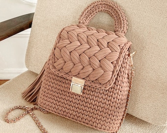 Crochet Marshmallow Bag Pattern T Shirt Yarn Handbag Chunky Purse PDF Tutorial Crocheted Project