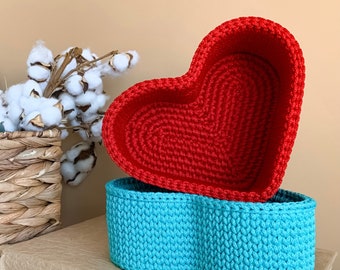 PDF Crochet Pattern Crochet Heart Basket Pattern Heart Shaped Basket Crochet Heart Pattern Crochet Basket PDF Crochet Basket Ideas Crochet