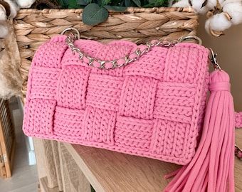 Crochet Bag Pattern Step-by-Step Video Tutorial Crocheted Handbag T shirt Yarn Purse