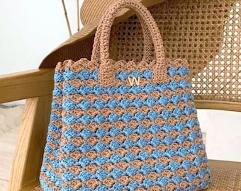 Crochet Luxury Tote Bag Pattern Handmade Purse Video Tutorial Designer Handbag Project Yarn Craft