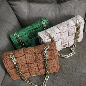Crochet Bag Pattern Step-by-Step Video Tutorial Crocheted Handbag T shirt Chunky  Yarn Purse Patterns