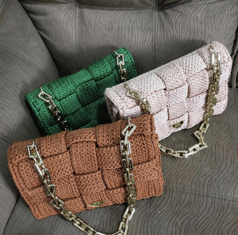 Crochet Bag Pattern Step-by-Step Video Tutorial Crocheted Handbag T shirt Chunky  Yarn Purse Patterns