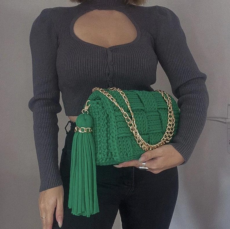 Crochet Bag Pattern Step-by-Step Video Tutorial Crocheted Handbag T shirt Chunky  Yarn Purse Patterns
