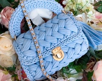 Bag Crochet Pattern Woven Yarn Purse Luxury Handbag Tutorial PDF Fashion Accessory Project Crocheting
