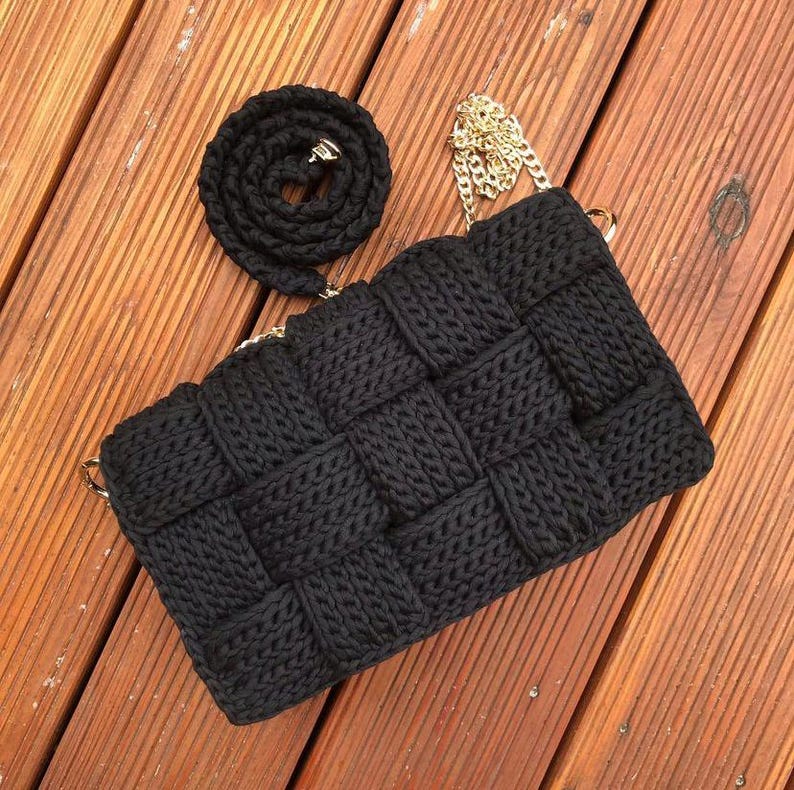 Crochet Bag Pattern Step-by-Step Video Tutorial Crocheted Handbag T shirt Chunky  Yarn Purse Patterns