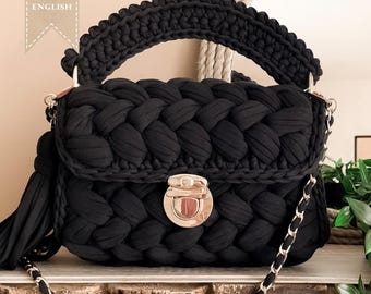 Crochet Marshmallow Bag Pattern T Shirt Yarn Puffy Handbag Purse Tutorial PDF Video Chunky Crocheting Project Luxury Purse Pattern Crochet