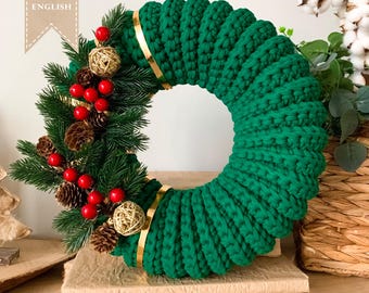 Crochet Wreath Pattern Crochet Pattern Wreath Crochet Door Wreath Crochet Home Decor Pattern Wreath Tutorial Learn to Crochet for Beginners