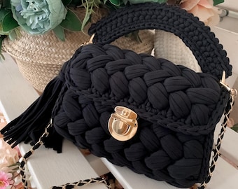 Bag Crochet Pattern Marshmallow T Shirt Yarn Purse Luxury Handbag PDF Tutorial Modern Project