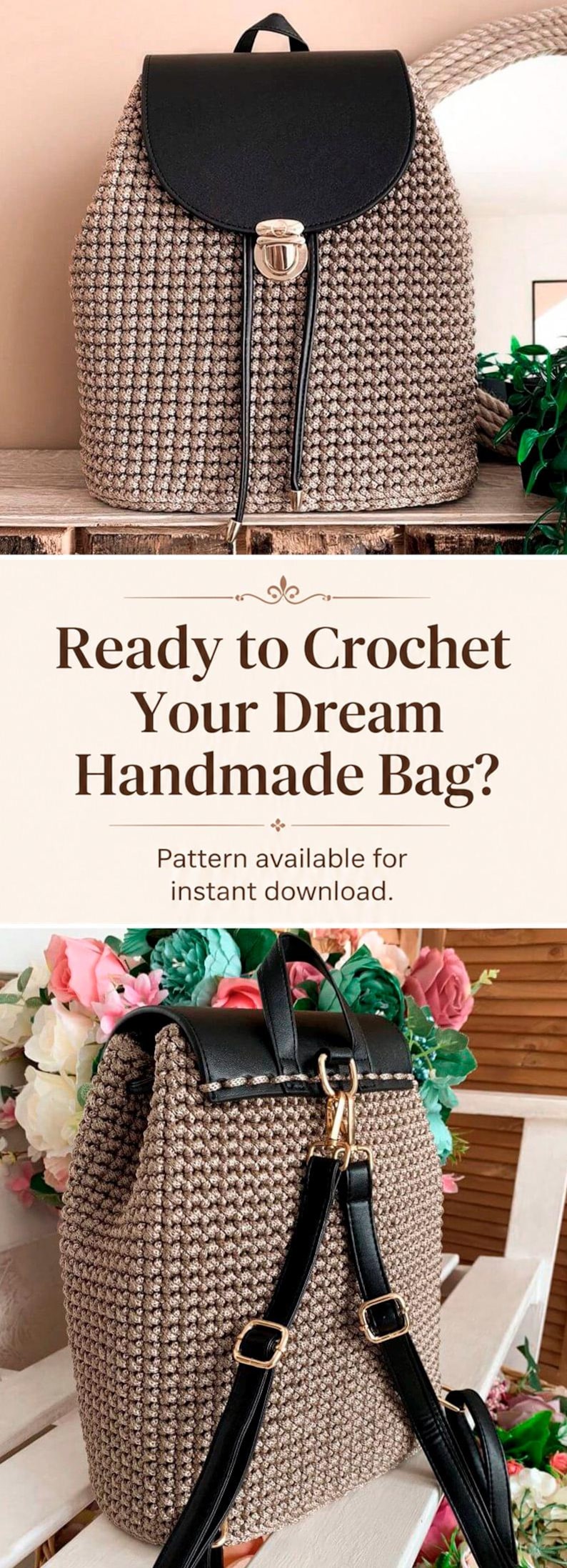Crochet Backpack Pattern Step-by-Step Video Tutorial Bag Pattern Crocheting for Beginners