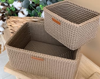 Crochet Pattern Basket Rectangular Rope Storage Organizer PDF Digital Download Home Decor Easy Tutorial