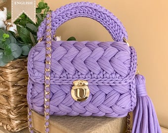 Crochet Pattern Bag Pattern Crochet Tshirt Yarn Bag Pattern Luxury Purse Crochet Marshmallow Bag Pattern Learn to Crochet Luxury Bag Pattern