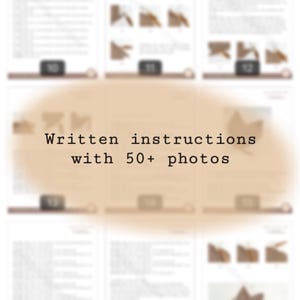 May include: A collection of pages from a craft instruction guide. The pages feature written instructions and over 50 photos. The pages are numbered and have a brown border. The text "Written instructions with 50+ photos" is displayed.