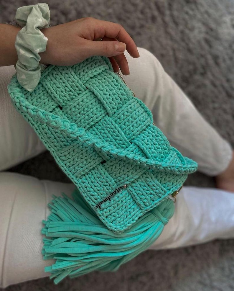 Crochet Bag Pattern Step-by-Step Video Tutorial Crocheted Handbag T shirt Chunky  Yarn Purse Patterns