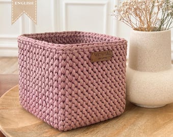Crochet Pattern Basket Square Crocheted Home Decor Storage PDF Pattern Project Crocheting Weave Baskets