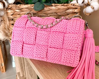 Crochet Bag Pattern Step-by-Step Video Tutorial Crocheted Handbag T shirt Chunky Yarn Purse Patterns