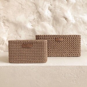 Crochet Rectangular Basket Pattern Easy Woven Rope Storage PDF Download