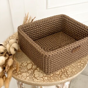 Crochet Rectangular Basket Pattern Easy Woven Rope Storage PDF Download