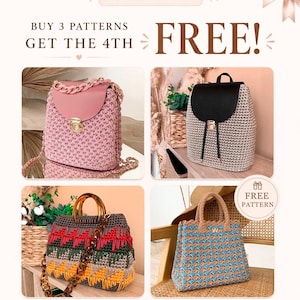 Conjunto de patrones de ganchillo para bolsos, aptos para principiantes (patrón en PDF)