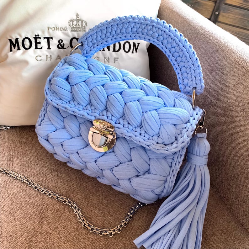 Crochet Bag Pattern PDF Woven Handbag Tutorial Crochet Crossbody Luxury  Purse Pattern Marshmallow Tshirt Yarn Bag Pattern Crochet Bag Idea