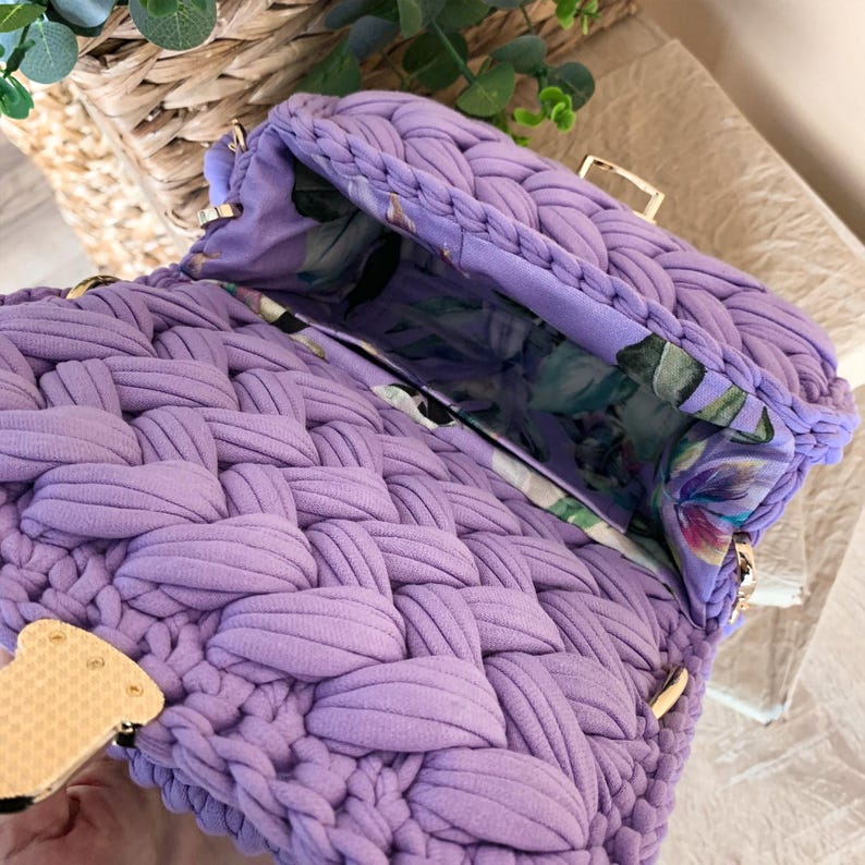 Crochet Bag Pattern PDF Woven Handbag Tutorial Crochet Crossbody Luxury  Purse Pattern Marshmallow Tshirt Yarn Bag Pattern Crochet Bag Idea
