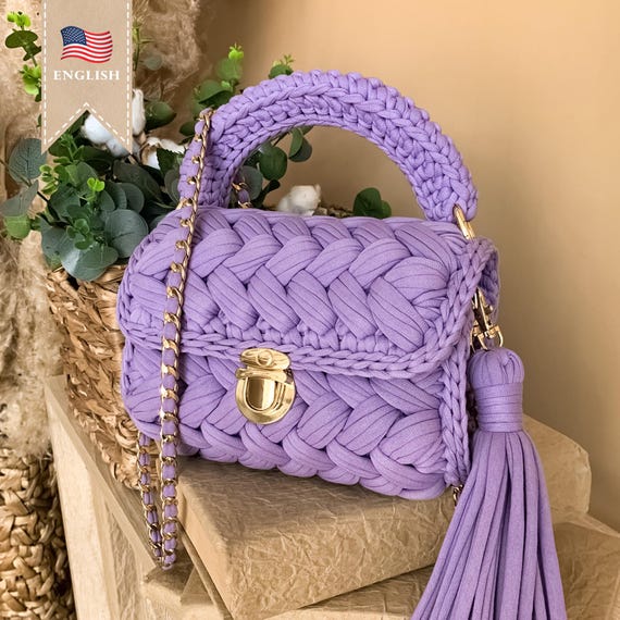 Crochet Marshmallow Bag Pattern Crocheted Tshirt Yarn Purse PDF Pattern Luxury Handbag Crocheting Project