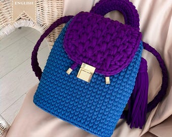 Crochet Backpack Pattern: T-Shirt Yarn Bag (Video Tutorial)