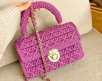 Patrón de bolso de ganchillo para principiantes Patrón de bolso de lujo Bolso de mano de ganchillo Idea de proyecto de ganchillo Patrones