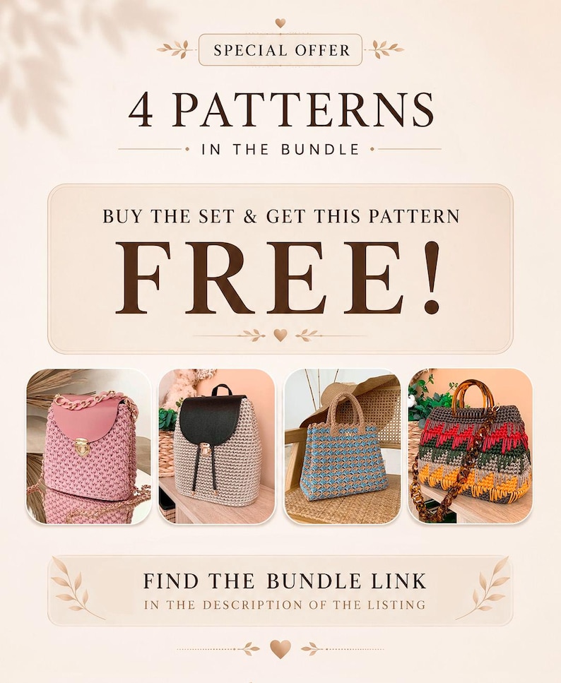 Crochet Backpack Pattern Step-by-Step Video Tutorial Bag Pattern Crocheting for Beginners image 6
