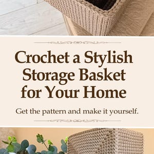Crochet Basket Pattern Rectangular Basket Crochet Easy Woven Storage Basket PDF Pattern Crochet Idea Basket Tutorial for Home Decor Crochet