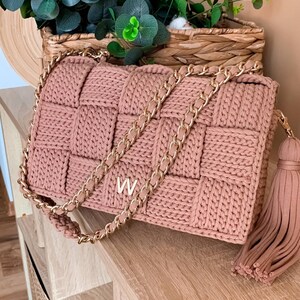 Crochet Bag Pattern Step-by-Step Video Tutorial Crocheted Handbag T shirt Chunky  Yarn Purse Patterns