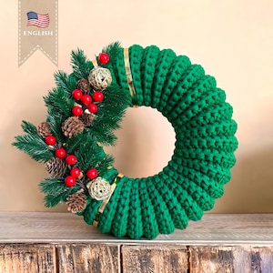 Crochet Pattern Wreath Crochet Door Wreath Crochet Decor Idea Pattern Crochet Decoration Wreath Front Door Crochet Homedecor Crochet Project
