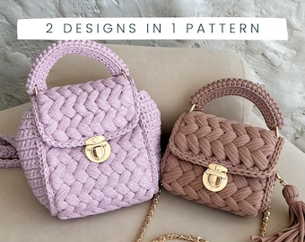 Crochet Marshmallow Bag Backpack Pattern: Chunky Yarn Puffy Handbag DIY Tutorial (PDF)
