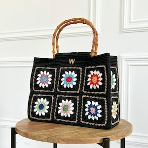 Crochet Pattern Handbag Crocheted Tote Bag Granny Square Tote-Bag Pattern Luxury Purse Crocheting Project