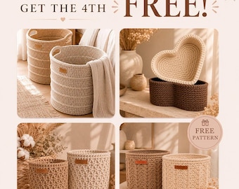 Crochet Basket Pattern Set PDF - Weave Basket Patterns (Digital Download)