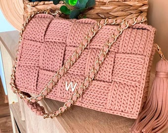 Crochet Luxury Purse Pattern Crocheted Bag Video Tutorial Crocheting Project Make Chunky Yarn Purse
