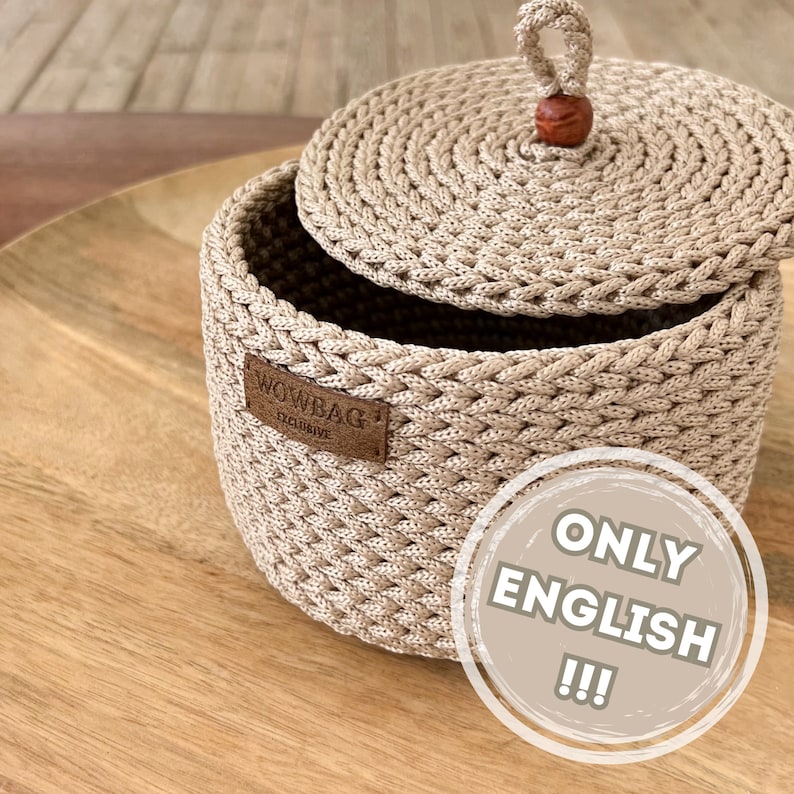 PDF Crochet Pattern Basket with Lid Crochet Basket Pattern PDF Pattern Crochet Rope Basket Pattern Storage Basket Crochet Home Decor Crochet image 2