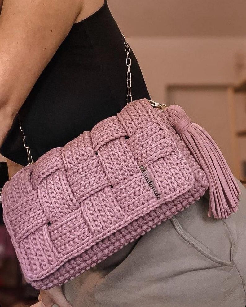 Crochet Bag Pattern Step-by-Step Video Tutorial Crocheted Handbag T shirt Chunky  Yarn Purse Patterns