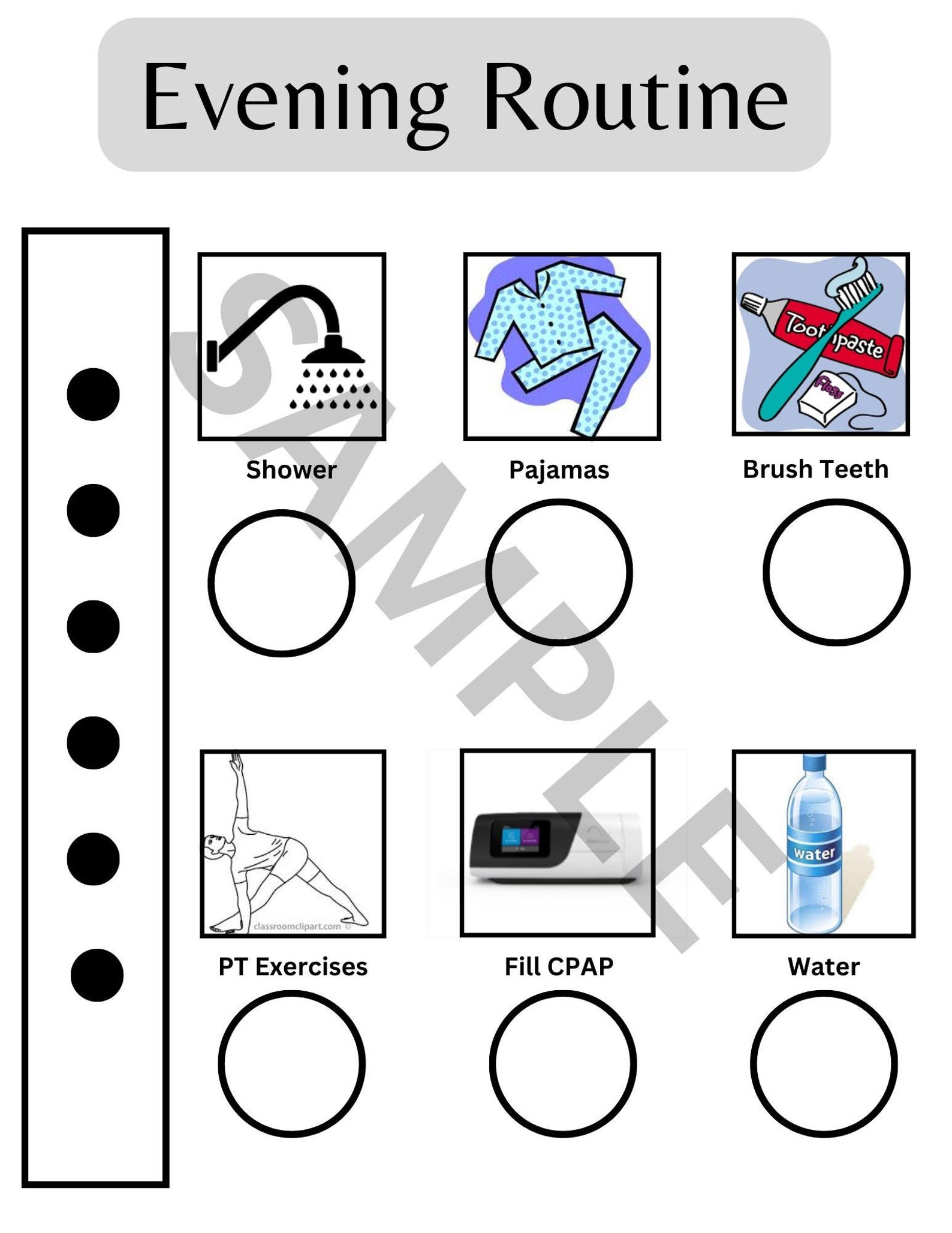 Evening Routine Visual Schedule | Printable Night Checklist for Kids ...