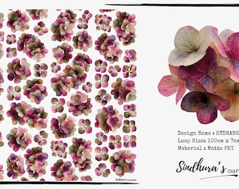 Cinta adhesiva PET mate con estampado de hortensias / Cinta adhesiva suave con estampado floral de hortensias para diario