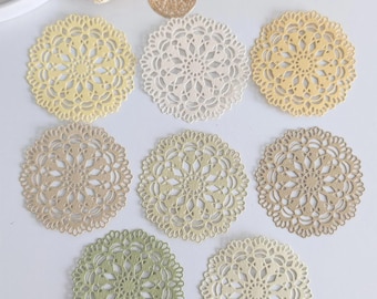 Troqueles de papel con encaje terroso / Efímeras para diario hechas a mano / 160 g/m²