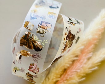 Latte Literati (Reading Girl) | Matte Pet Tape Sample 100 cm loop x 7 cm Width