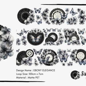Ebony Elegance | Matte PET Tape for Scrapbooking & Journaling image 1